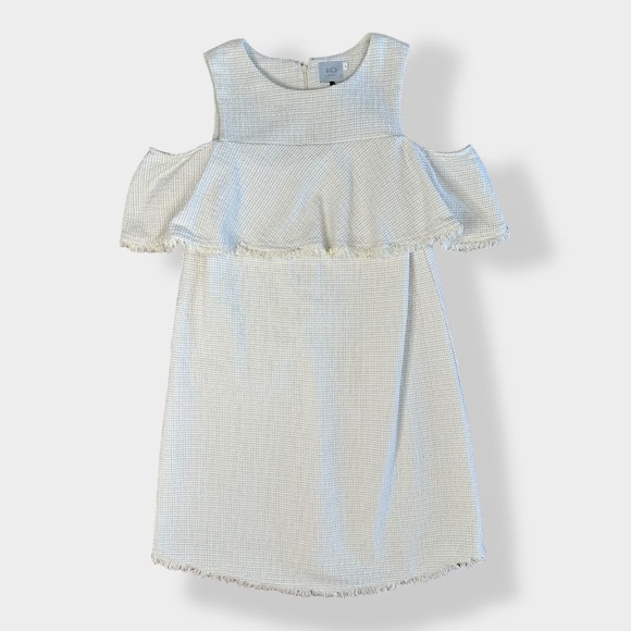 Anthropologie HD in‎ Paris Ivory Tweed off shoulder dress Size MP - Picture 1 of 6